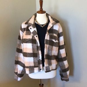 NWT Checkered Teddy Jacket